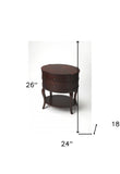 26" Dark Brown And Cherry Solid And Manufactured Wood Oval End Table With Two Drawers And Shelf - Homeroots - Flyclothing LLC
