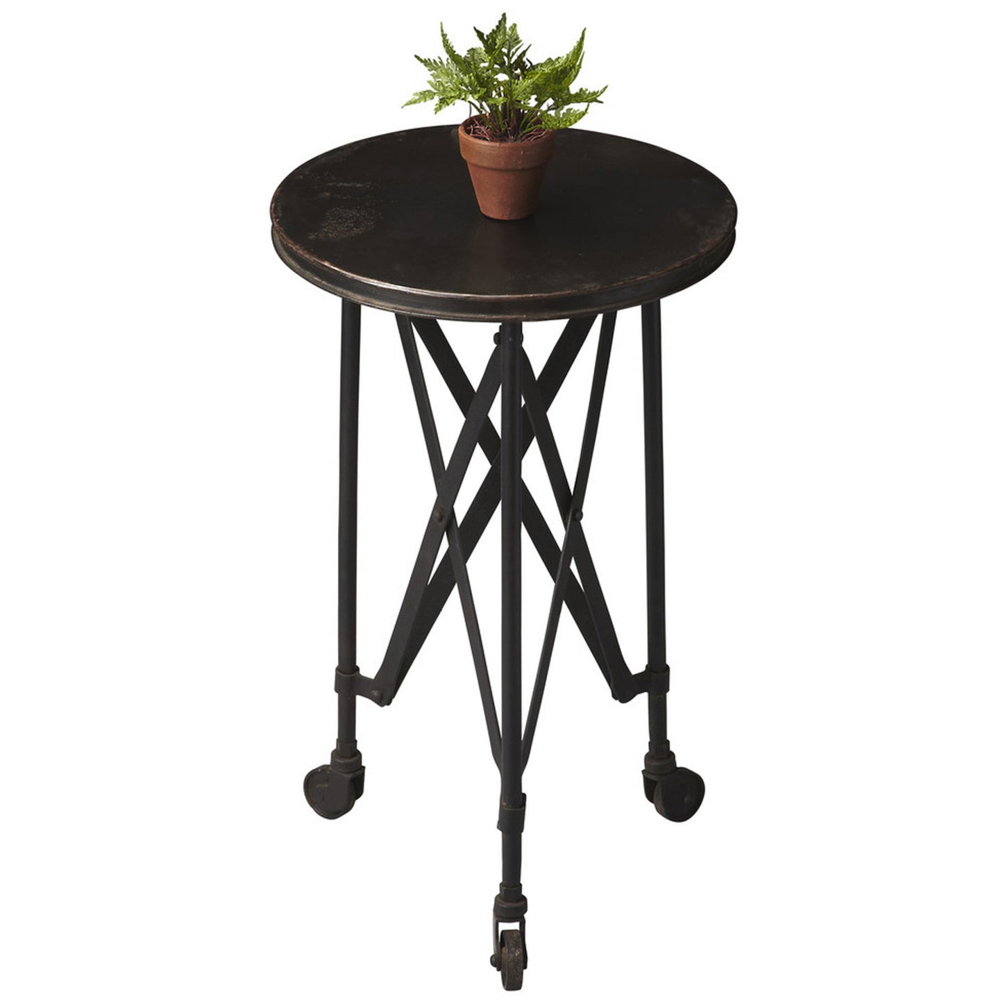 23" Black Industrial Rolling Round End Table - Homeroots - Flyclothing LLC