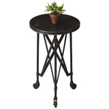 23" Black Industrial Rolling Round End Table - Homeroots - Flyclothing LLC