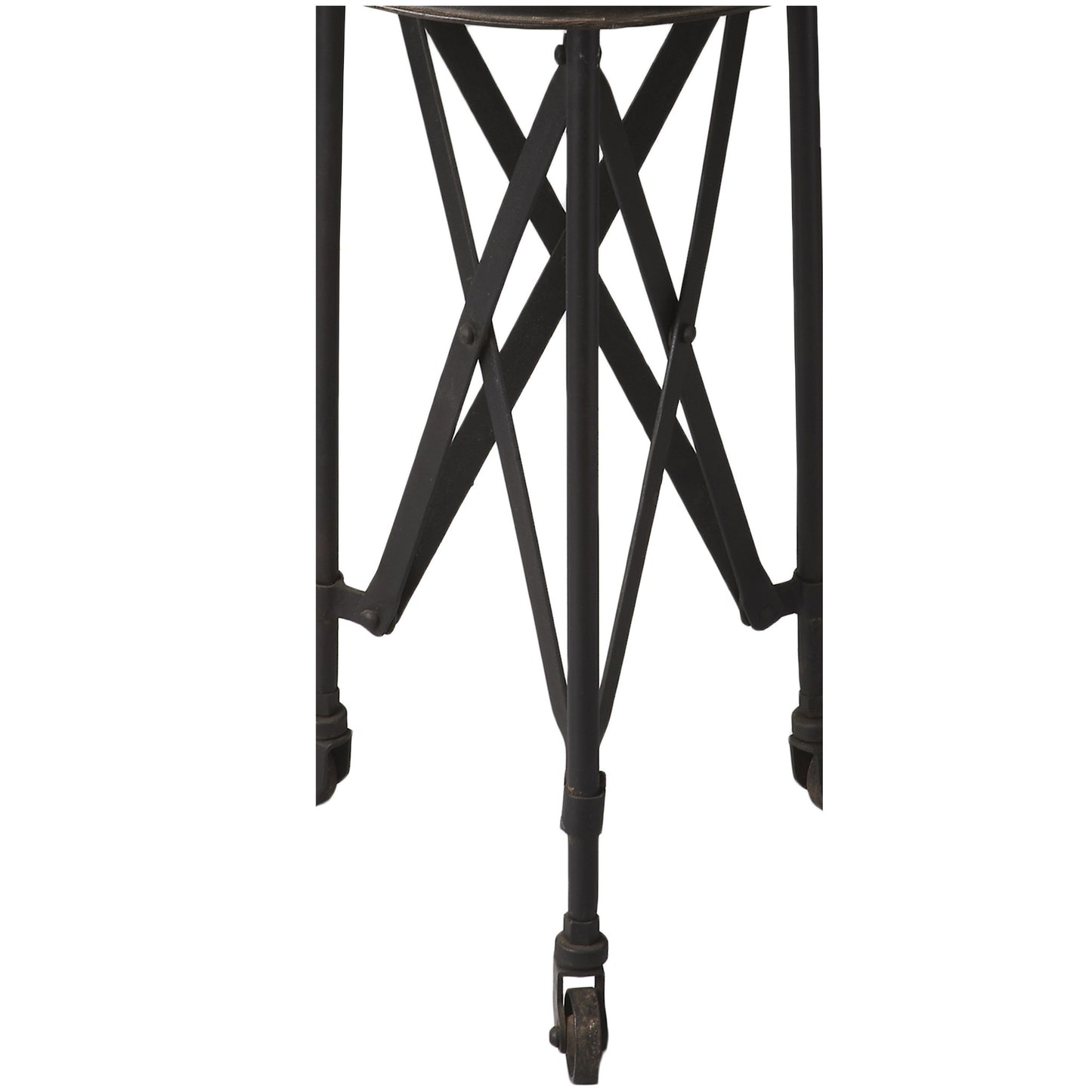 23" Black Industrial Rolling Round End Table - Homeroots - Flyclothing LLC
