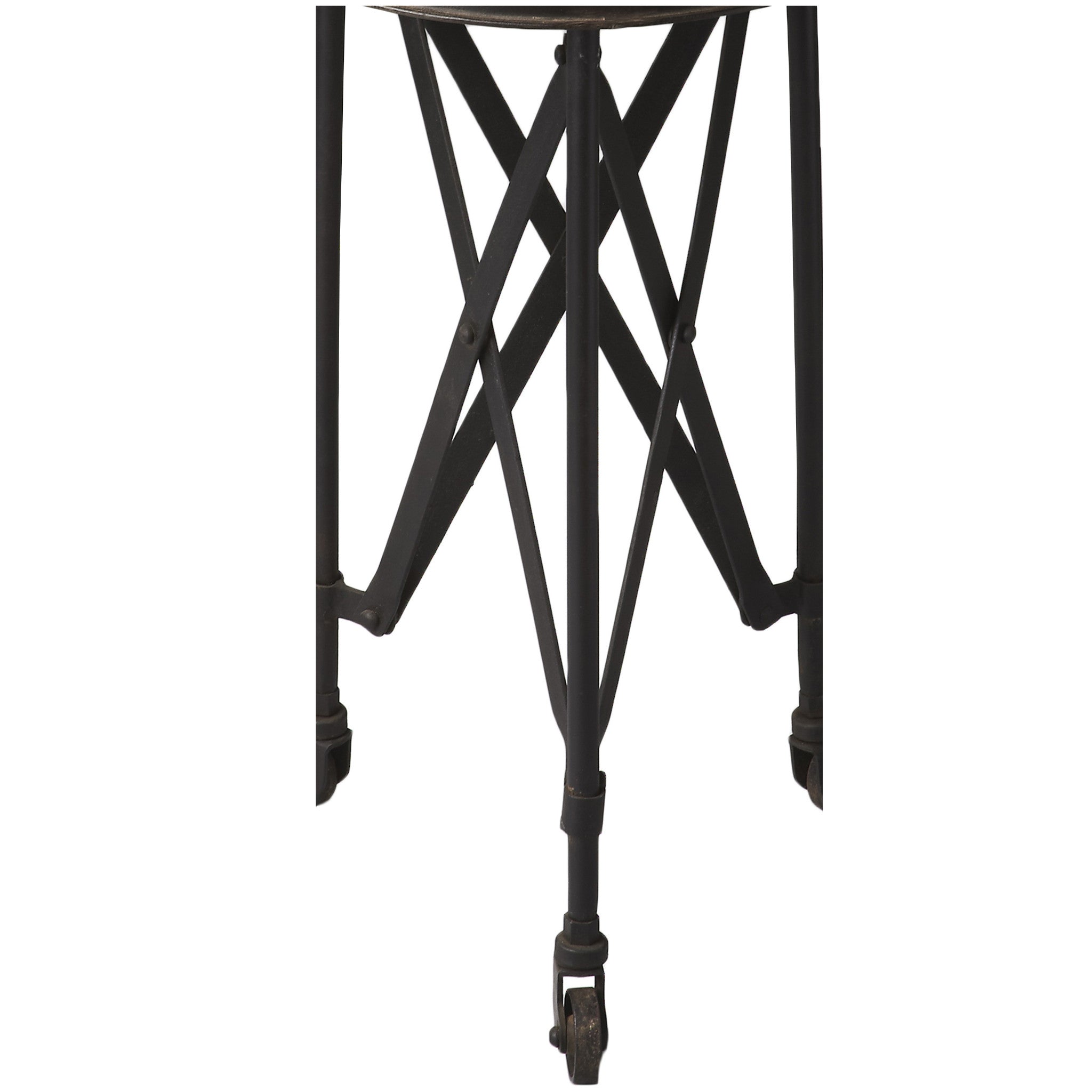 23" Black Industrial Rolling Round End Table - Homeroots - Flyclothing LLC