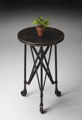 23" Black Industrial Rolling Round End Table - Homeroots - Flyclothing LLC