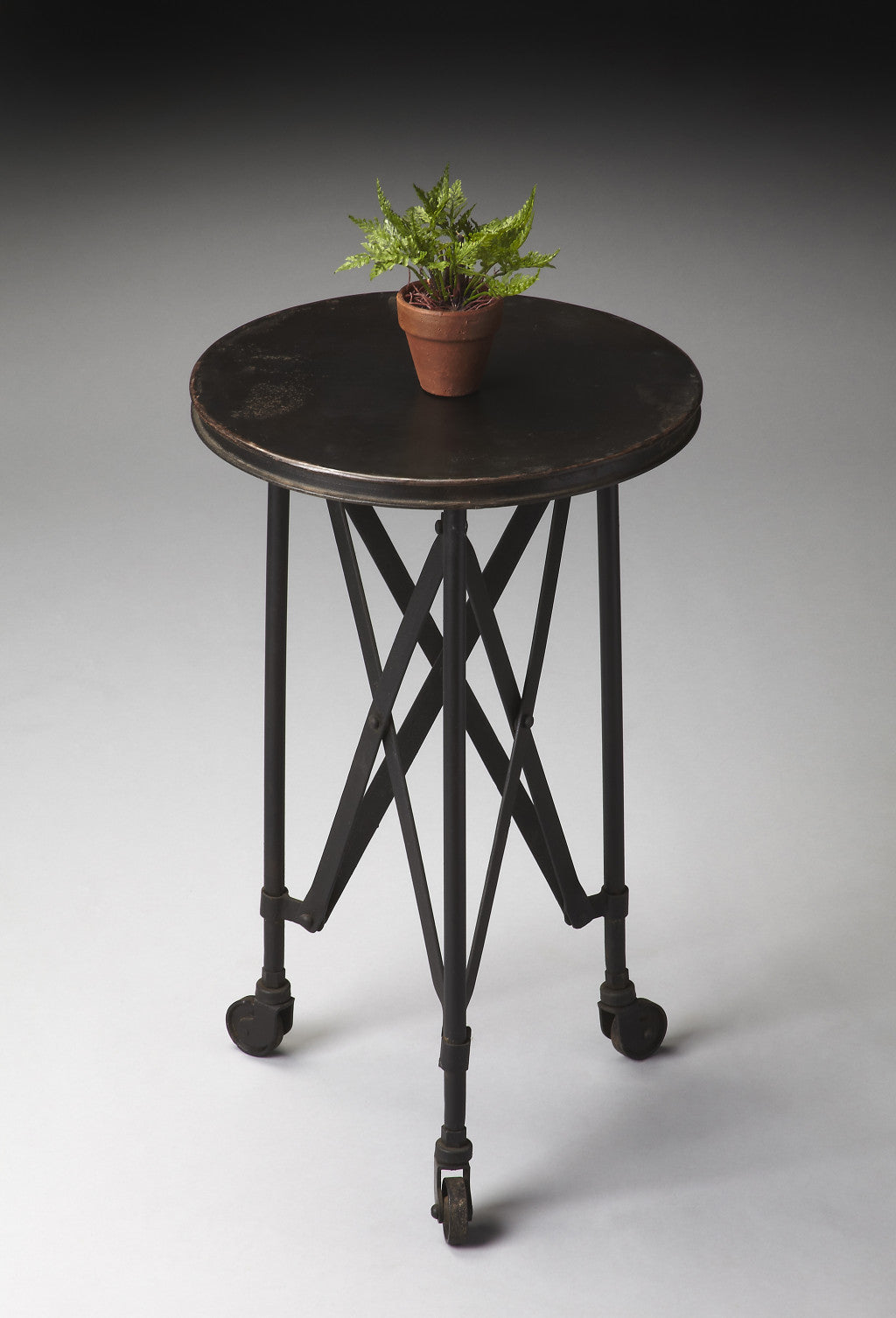 23" Black Industrial Rolling Round End Table - Homeroots - Flyclothing LLC