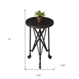 23" Black Industrial Rolling Round End Table - Homeroots - Flyclothing LLC