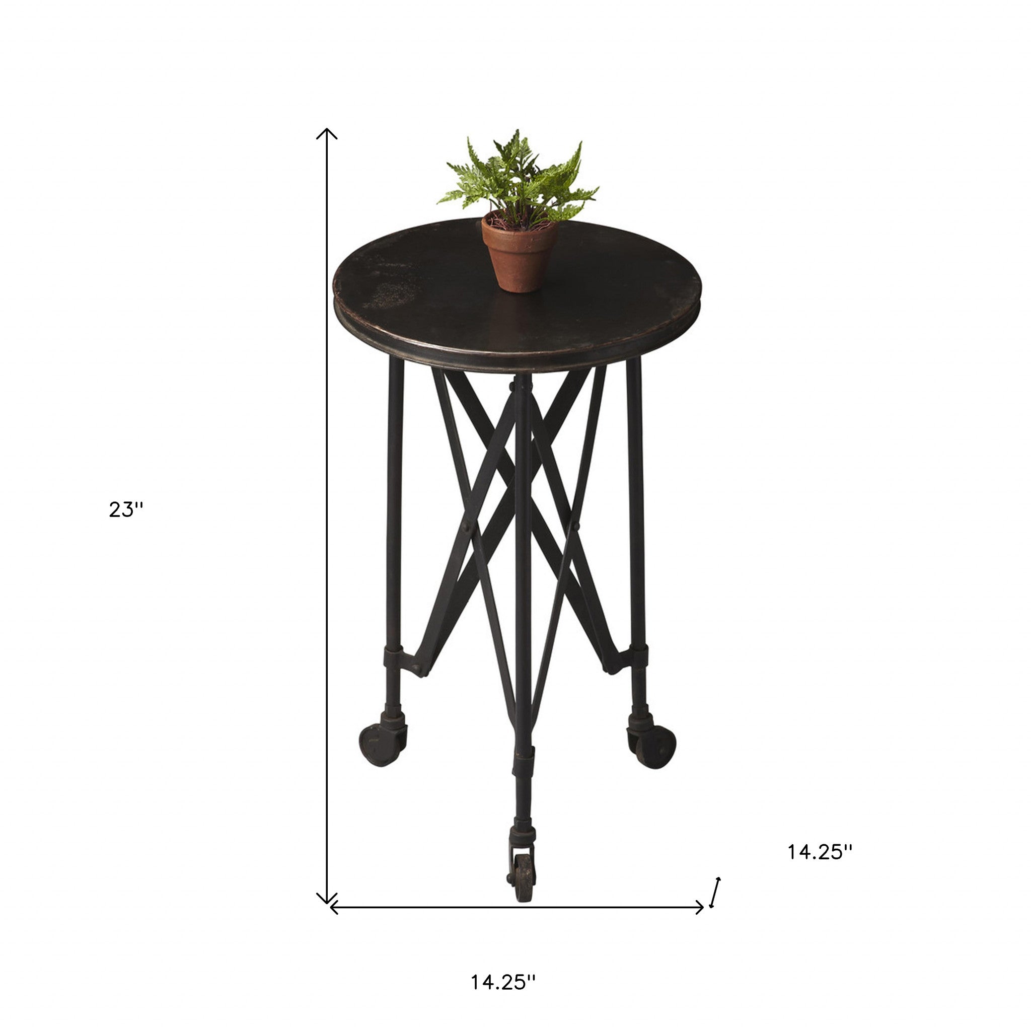 23" Black Industrial Rolling Round End Table - Homeroots - Flyclothing LLC