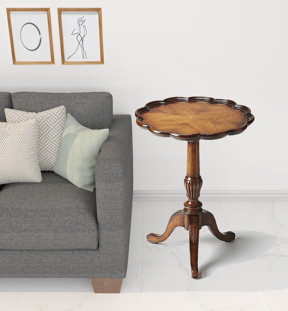 26" Vintage Oak Manufactured Wood Round End Table - Homeroots