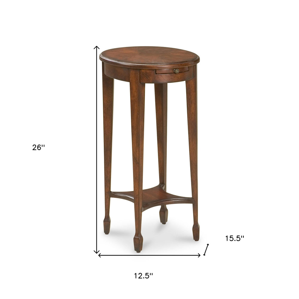 26" Dark Brown And Cherry Manufactured Wood Oval End Table With Shelf - Homeroots - Flyclothing LLC