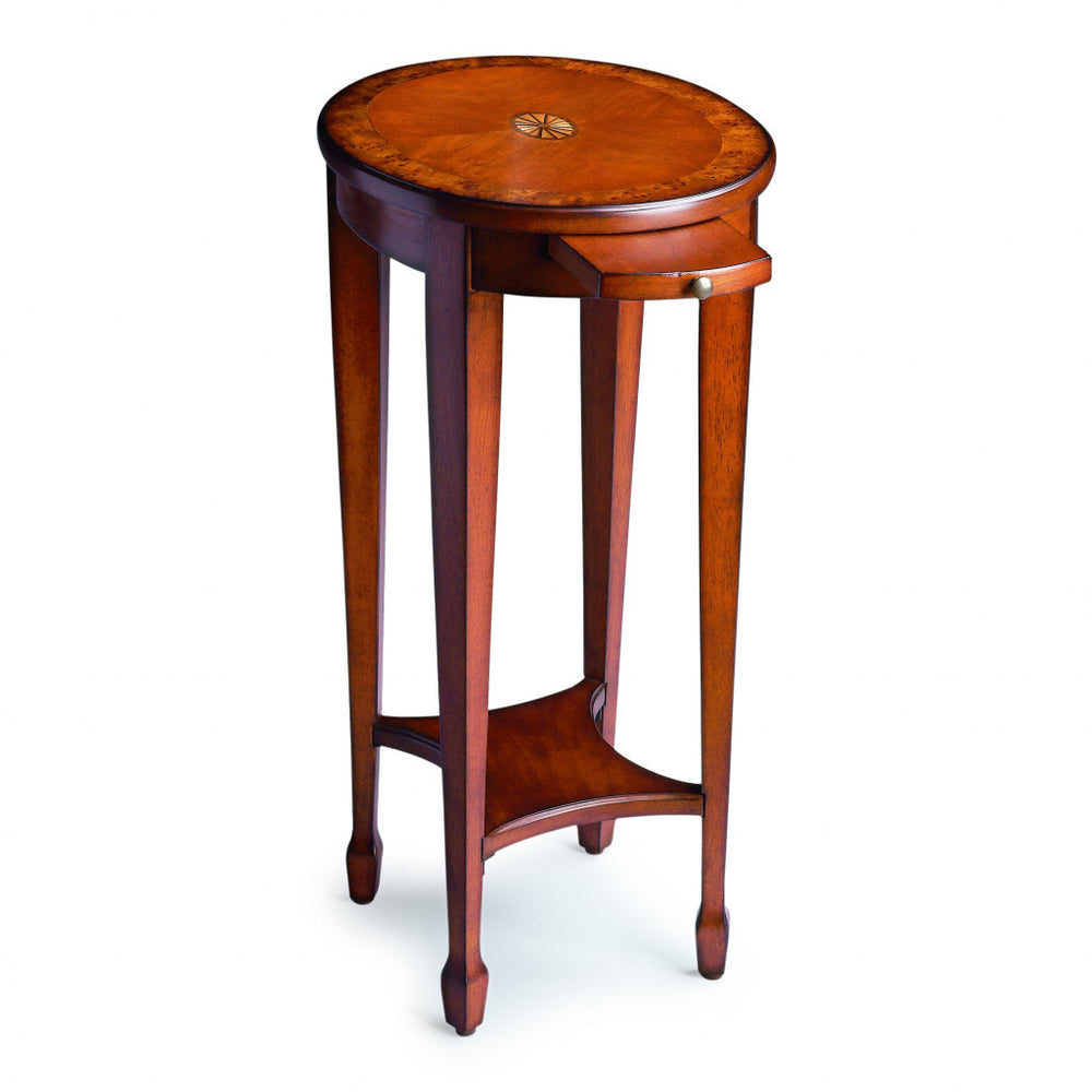 26" Medium Brown And Olive Ash Manufactured Wood Oval End Table With Shelf - Homeroots - Flyclothing LLC