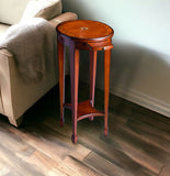 26" Medium Brown And Olive Ash Manufactured Wood Oval End Table With Shelf - Homeroots