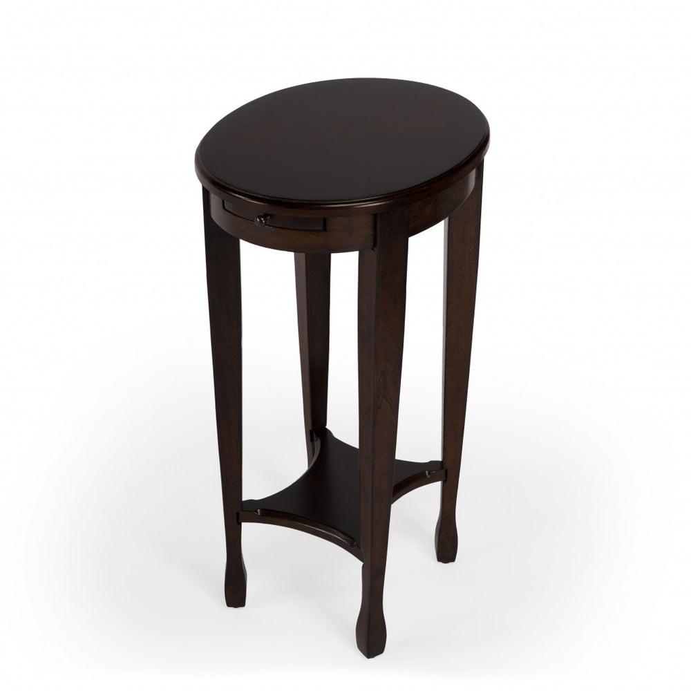 26" Chestnut Oval End Table With Shelf - Homeroots