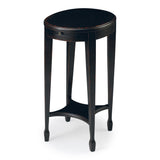 26" Rustic Black Manufactured Wood Oval End Table With Shelf - Homeroots