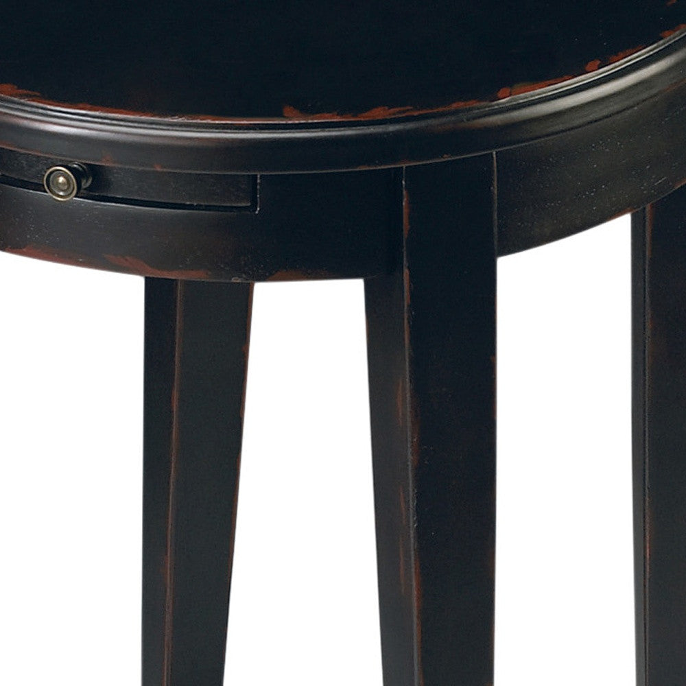 26" Rustic Black Manufactured Wood Oval End Table With Shelf - Homeroots - Flyclothing LLC