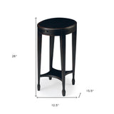 26" Rustic Black Manufactured Wood Oval End Table With Shelf - Homeroots - Flyclothing LLC