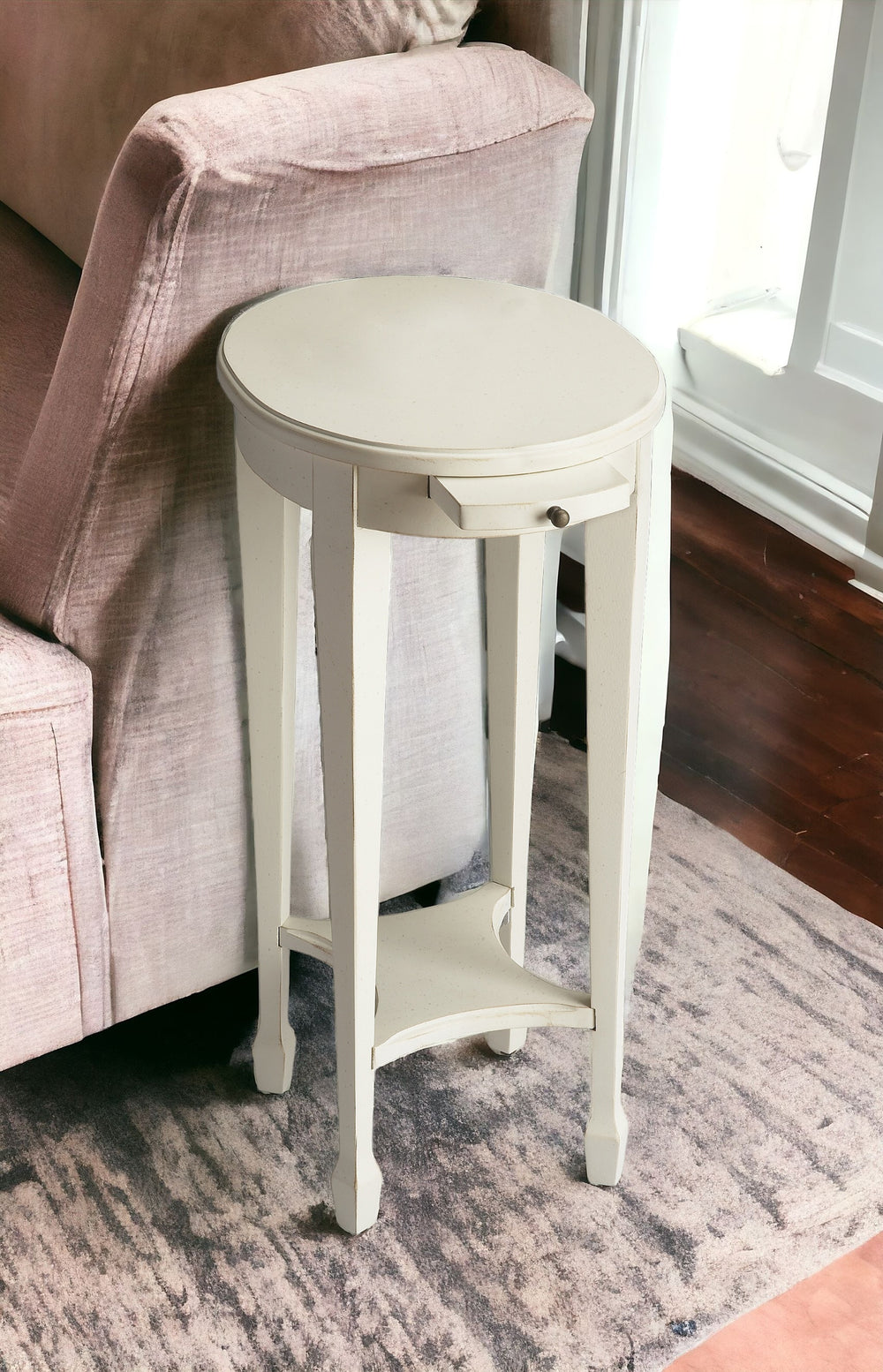 26" White Oval End Table With Shelf - Homeroots - Flyclothing LLC