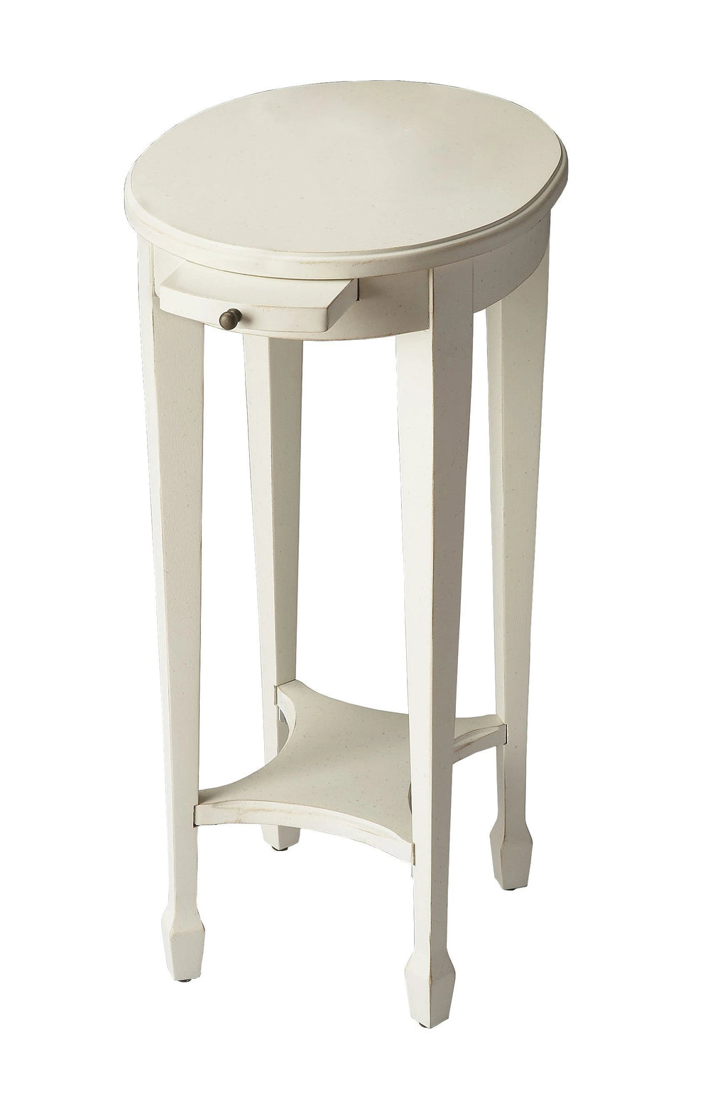 26" White Oval End Table With Shelf - Homeroots - Flyclothing LLC