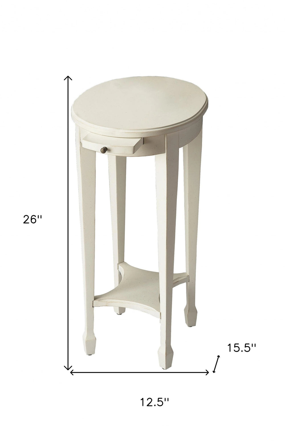 26" White Oval End Table With Shelf - Homeroots - Flyclothing LLC