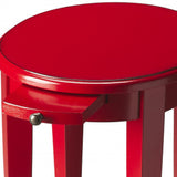 26" Red Manufactured Wood Oval End Table With Shelf - Homeroots - Flyclothing LLC