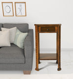 27" Medium Brown And Olive Ash Manufactured Wood Rectangular End Table With Drawer And Shelf - Homeroots