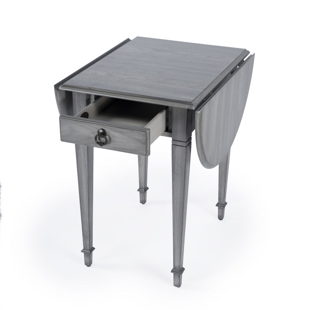 28" Grey Manufactured Wood Oval End Table With Drawer - Homeroots