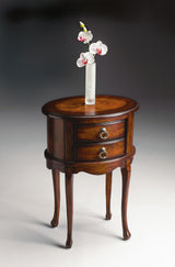26" Dark Brown And Cherry Manufactured Wood Oval End Table With Two Drawers - Homeroots - Flyclothing LLC