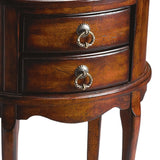 26" Dark Brown And Cherry Manufactured Wood Oval End Table With Two Drawers - Homeroots - Flyclothing LLC