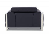 48" Black And Silver Italian Leather Club Chair - Homeroots