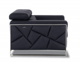 48" Black And Silver Italian Leather Club Chair - Homeroots - Flyclothing LLC