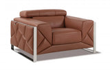 Mod Terra Cotta Leather and Chrome Deco Accent Chair - Homeroots - Flyclothing LLC