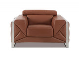 Mod Terra Cotta Leather and Chrome Deco Accent Chair - Homeroots - Flyclothing LLC