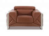 Mod Terra Cotta Leather and Chrome Deco Accent Chair - Homeroots - Flyclothing LLC