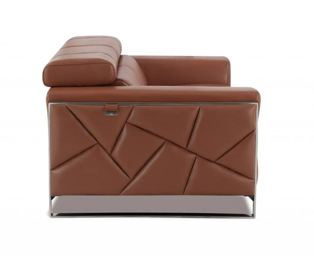 Mod Terra Cotta Leather and Chrome Deco Accent Chair - Homeroots - Flyclothing LLC
