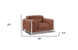 Mod Terra Cotta Leather and Chrome Deco Accent Chair - Homeroots - Flyclothing LLC