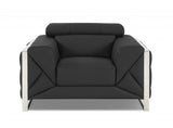 Mod Charcoal Gray Leather and Chrome Deco Accent Chair - Homeroots