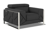Mod Charcoal Gray Leather and Chrome Deco Accent Chair - Homeroots - Flyclothing LLC