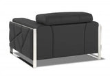 Mod Charcoal Gray Leather and Chrome Deco Accent Chair - Homeroots - Flyclothing LLC