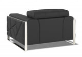 Mod Charcoal Gray Leather and Chrome Deco Accent Chair - Homeroots