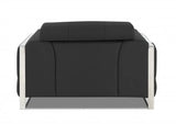 Mod Charcoal Gray Leather and Chrome Deco Accent Chair - Homeroots - Flyclothing LLC