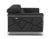 Mod Charcoal Gray Leather and Chrome Deco Accent Chair - Homeroots - Flyclothing LLC