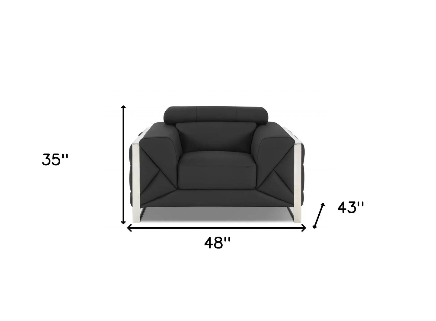 Mod Charcoal Gray Leather and Chrome Deco Accent Chair - Homeroots - Flyclothing LLC