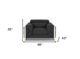 Mod Charcoal Gray Leather and Chrome Deco Accent Chair - Homeroots - Flyclothing LLC