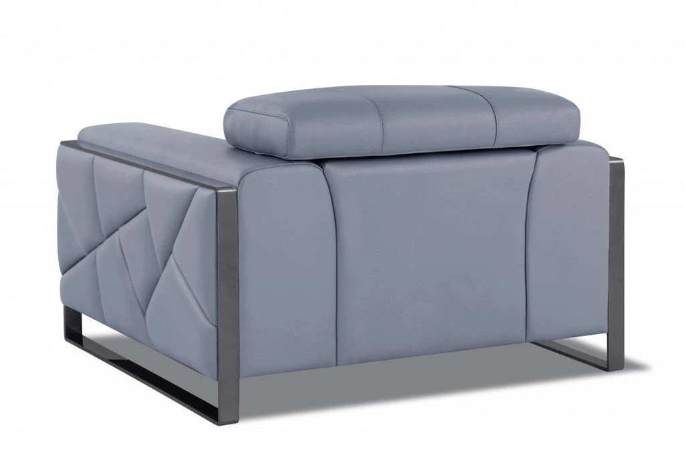 Mod Slate Blue Leather and Chrome Deco Accent Chair - Homeroots - Flyclothing LLC