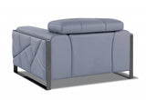 Mod Slate Blue Leather and Chrome Deco Accent Chair - Homeroots