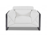 Mod Winter White Leather and Chrome Deco Accent Chair - Homeroots
