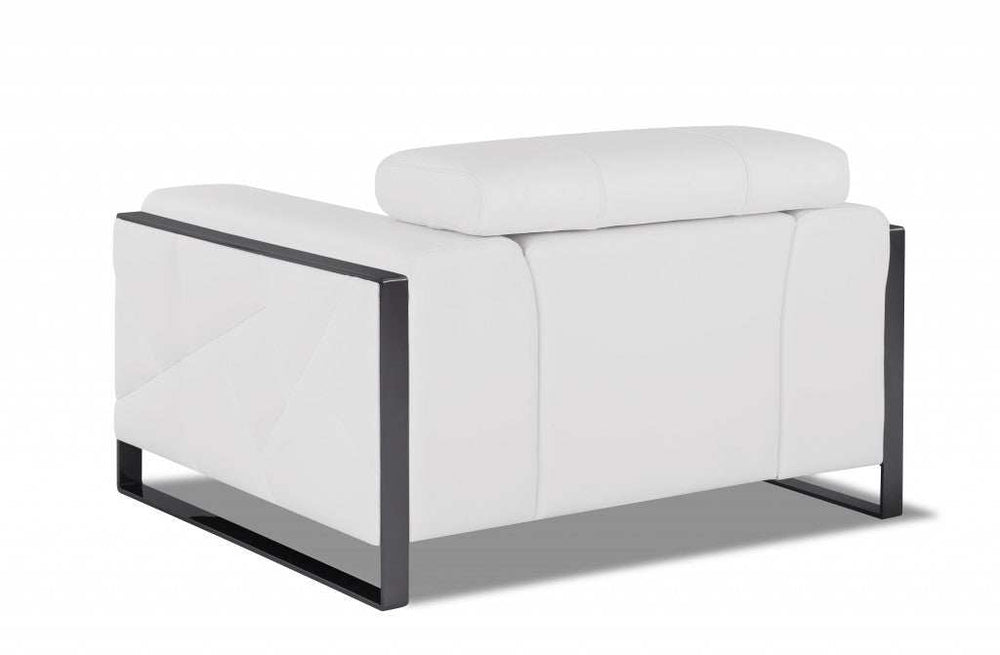 Mod Winter White Leather and Chrome Deco Accent Chair - Homeroots - Flyclothing LLC