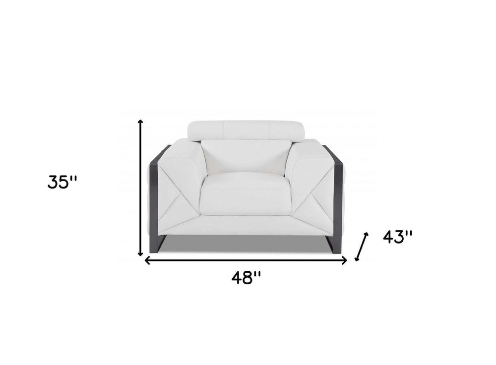 Mod Winter White Leather and Chrome Deco Accent Chair - Homeroots - Flyclothing LLC