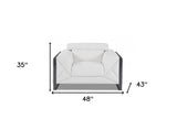 Mod Winter White Leather and Chrome Deco Accent Chair - Homeroots - Flyclothing LLC