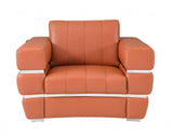 Terra Cotta Stripe Top Grade Italian Leather Chair - Homeroots - Flyclothing LLC