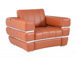 Terra Cotta Stripe Top Grade Italian Leather Chair - Homeroots - Flyclothing LLC
