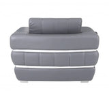Charcoal Gray Stripe Top Grade Italian Leather Chair - Homeroots - Flyclothing LLC