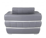 Charcoal Gray Stripe Top Grade Italian Leather Chair - Homeroots